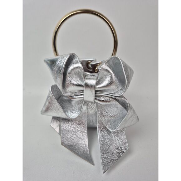 Jimmy Choo Metallic Silver Micro Bon Bon Top Handle Bag - Picture 3 of 12